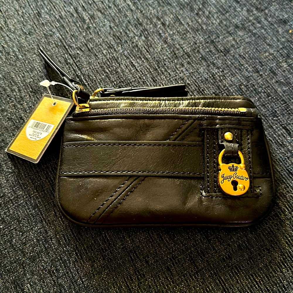 Juicy Keychain Wallet NWT Black Leather Style #YSRUS978